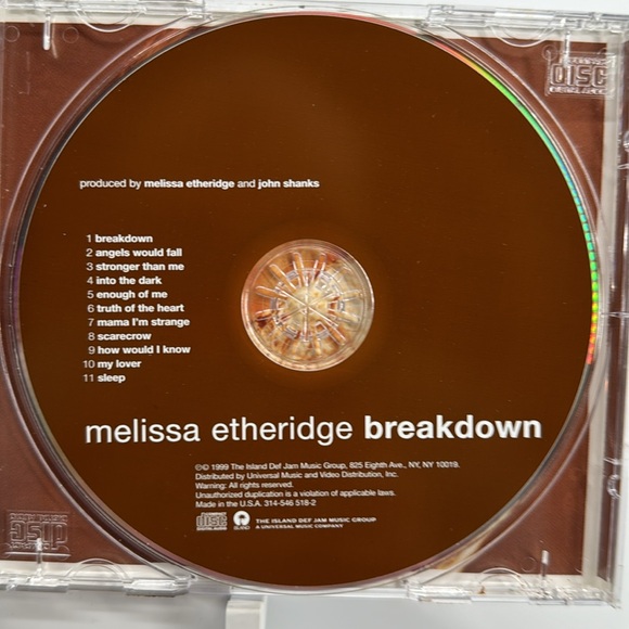 Melissa Etheridge - Breakdown on CD. 1999 - Picture 4 of 5